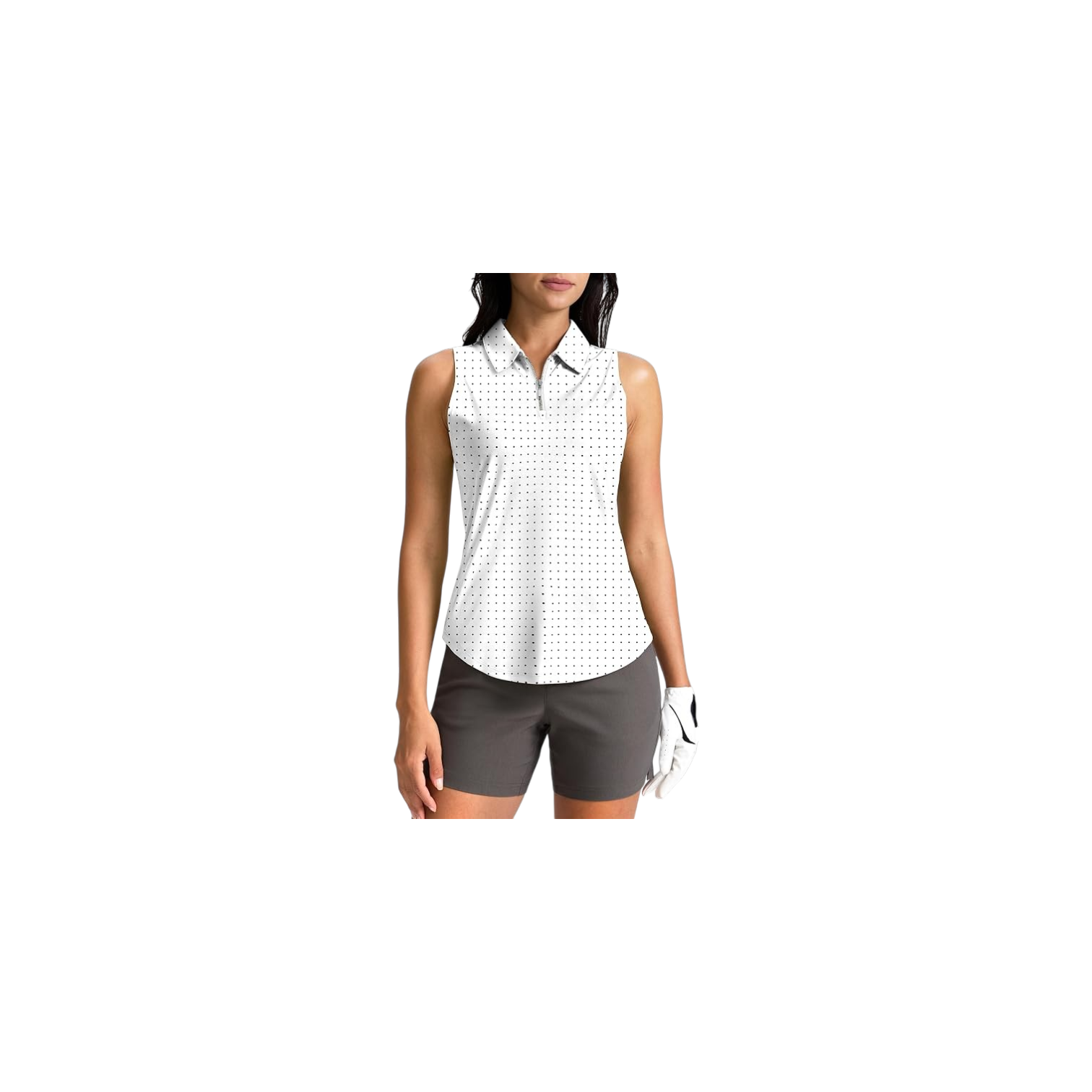 Womens Golf Shirt Sleeveless Zip Up Polo